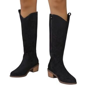 WOMEN'S FALL BOOTS Faux Suede Black Boots sz 10 [41]